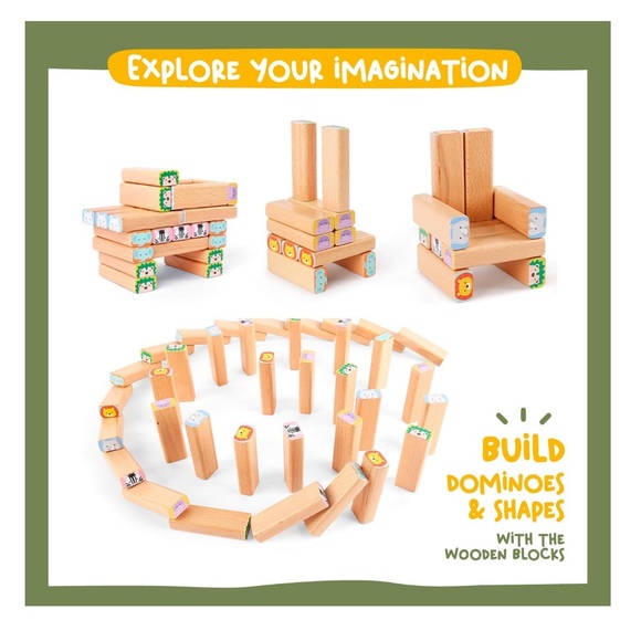 🎁🎁NENE TOYS Kids NIB 4-in-1 Educational Wooden Block Stacking Game - Picture 4 of 9